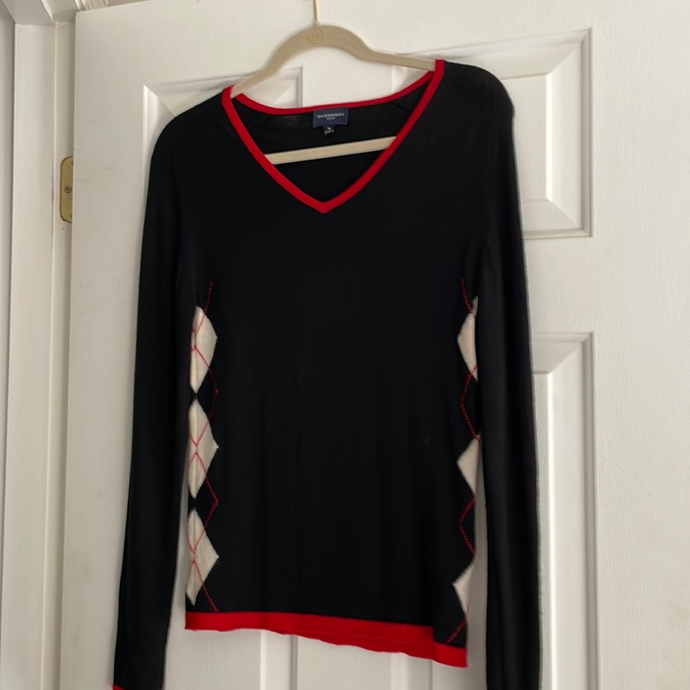 Burberry Golf womens merino sweater black/red/cream